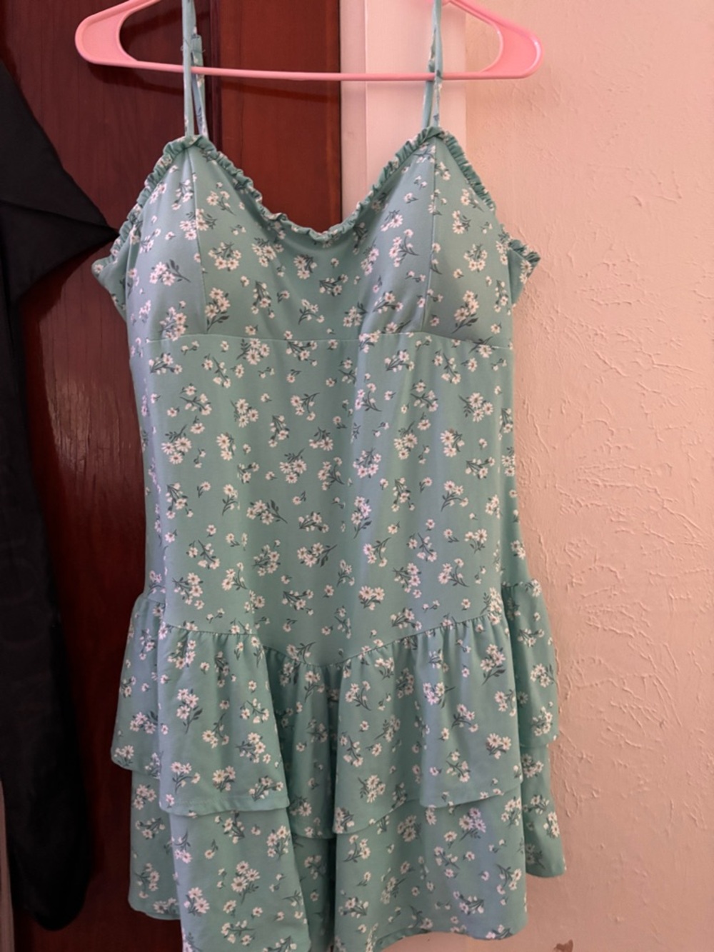 No Boundaries Mint Green Floral Tiered Mini Dress